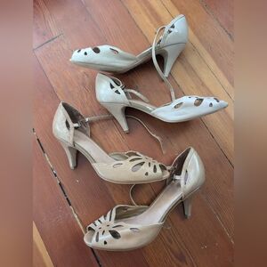 Two pairs of Aldo d'orsay shoes with retro cutouts